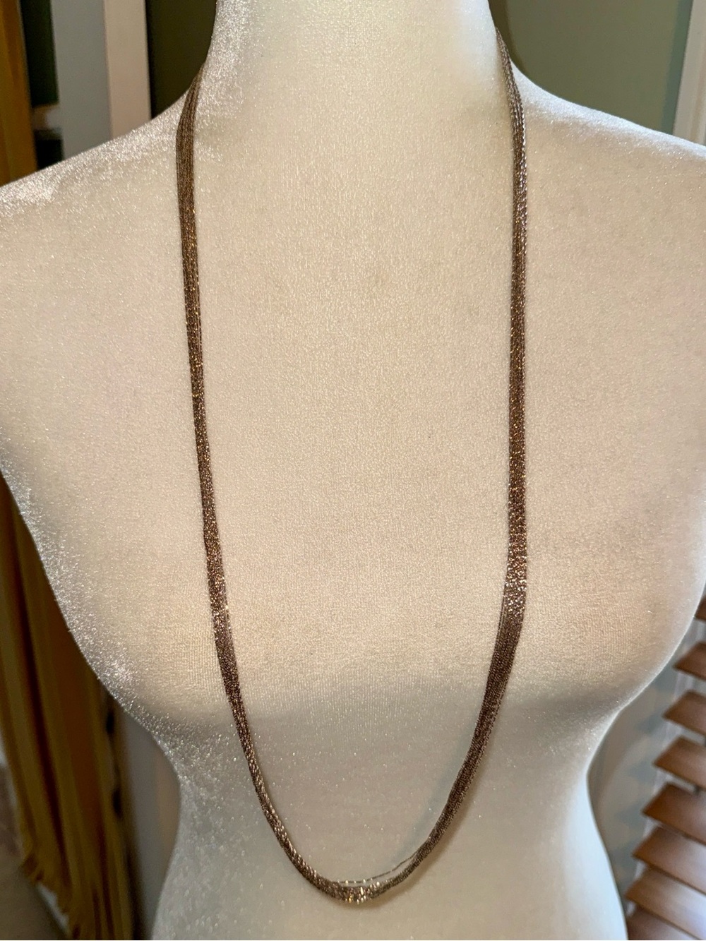 Long 925 Italy KA 1772 Tone Layering Necklace
